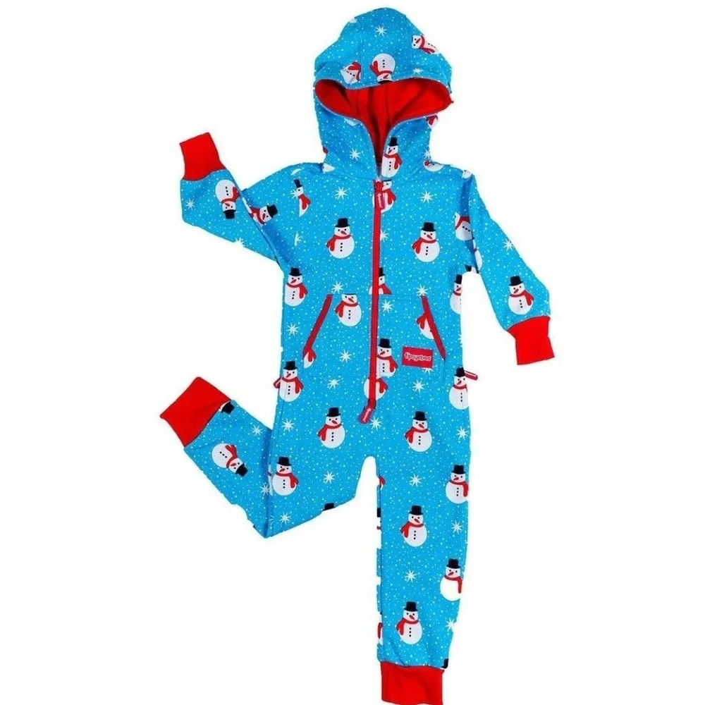 TIPSY ELVES Kids Snowman‎ One Piece Jumpsuit Fleece Pajamas M NWOT